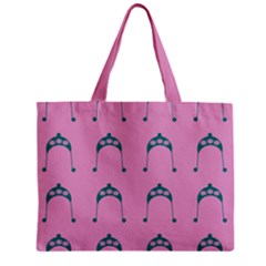 Pink Flower Teal Hat Zipper Mini Tote Bag