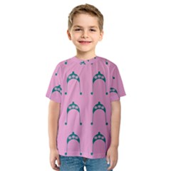 Pink Flower Teal Hat Kids  Sport Mesh Tee