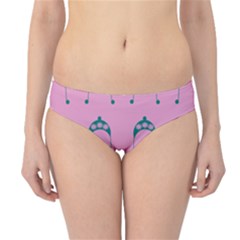 Pink Flower Teal Hat Hipster Bikini Bottoms