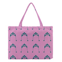 Pink Flower Teal Hat Medium Tote Bag