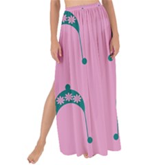 Pink Flower Teal Hat Maxi Chiffon Tie-Up Sarong