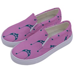 Pink Flower Teal Hat Kids  Canvas Slip Ons