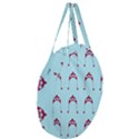 Blue Flower Red Hat Giant Round Zipper Tote View3