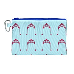 Blue Flower Red Hat Canvas Cosmetic Bag (large)