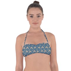 Teal Beige Hats Halter Bandeau Bikini Top