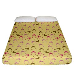 Hats Pink Beige Fitted Sheet (queen Size) by snowwhitegirl