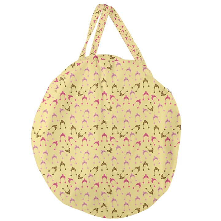 Hats Pink Beige Giant Round Zipper Tote