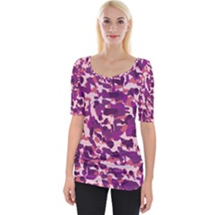 Pink Camo Wide Neckline Tee