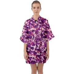 Pink Camo Quarter Sleeve Kimono Robe