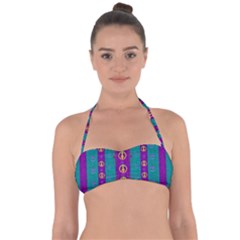 Peace Be With Us This Wonderful Year In True Love Halter Bandeau Bikini Top by pepitasart