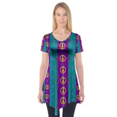 Peace Be With Us This Wonderful Year In True Love Short Sleeve Tunic  by pepitasart