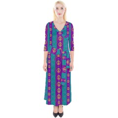 Peace Be With Us This Wonderful Year In True Love Quarter Sleeve Wrap Maxi Dress