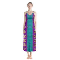 Peace Be With Us This Wonderful Year In True Love Button Up Chiffon Maxi Dress by pepitasart