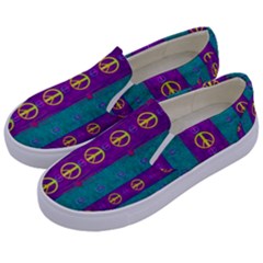 Peace Be With Us This Wonderful Year In True Love Kids  Canvas Slip Ons by pepitasart