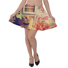 Cream Dollhouse Velvet Skater Skirt