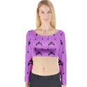 Violet Flower Hat Long Sleeve Crop Top View1