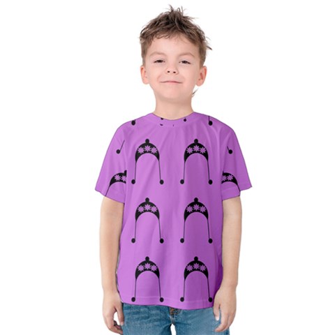 Violet Flower Hat Kids  Cotton Tee by snowwhitegirl