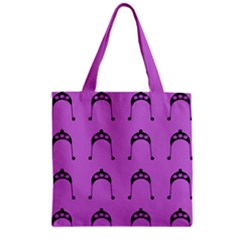 Violet Flower Hat Zipper Grocery Tote Bag by snowwhitegirl