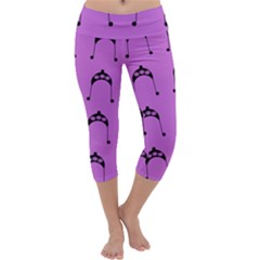 Violet Flower Hat Capri Yoga Leggings by snowwhitegirl