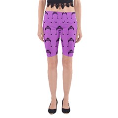 Violet Flower Hat Yoga Cropped Leggings by snowwhitegirl