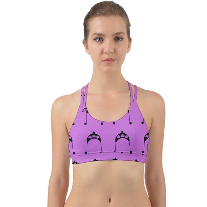 Violet Flower Hat Back Web Sports Bra