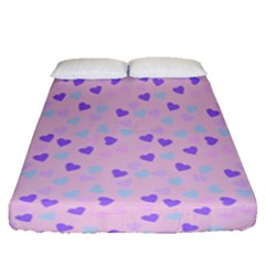 Blue Pink Hearts Fitted Sheet (queen Size) by snowwhitegirl