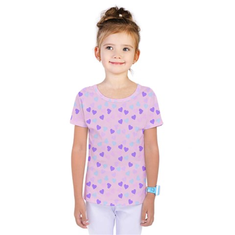 Blue Pink Hearts Kids  One Piece Tee by snowwhitegirl