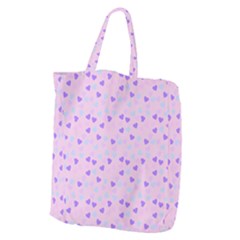 Blue Pink Hearts Giant Grocery Zipper Tote