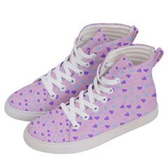 Blue Pink Hearts Women s Hi-top Skate Sneakers