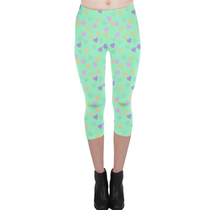 Minty Hearts Capri Leggings 