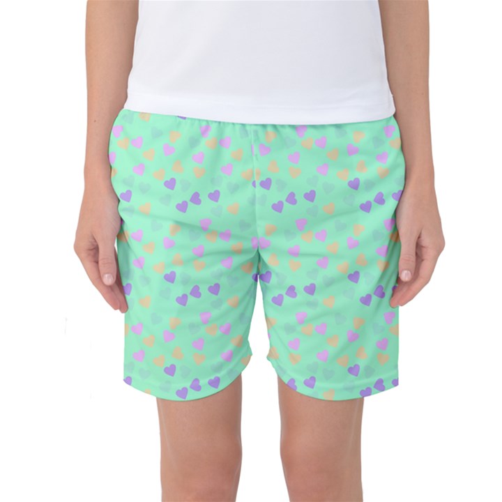 Minty Hearts Women s Basketball Shorts