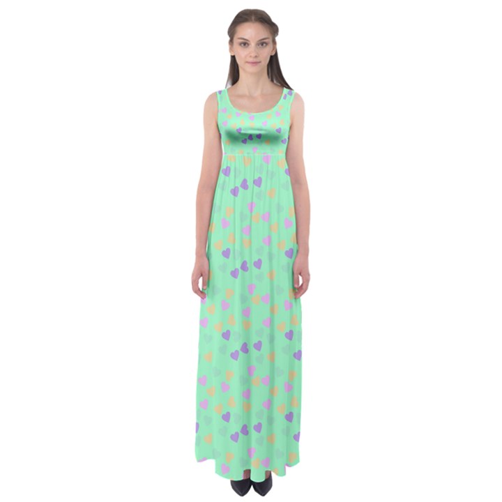 Minty Hearts Empire Waist Maxi Dress