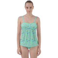 Minty Hearts Twist Front Tankini Set