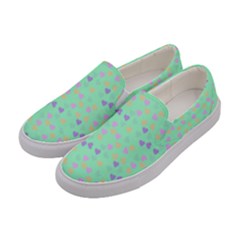 Minty Hearts Women s Canvas Slip Ons by snowwhitegirl