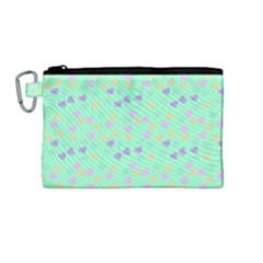 Minty Hearts Canvas Cosmetic Bag (medium)