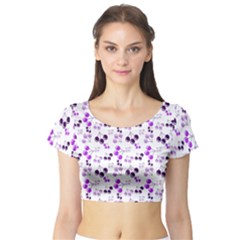 Purple Cherries Short Sleeve Crop Top by snowwhitegirl