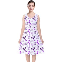 Purple Cherries V-neck Midi Sleeveless Dress  by snowwhitegirl