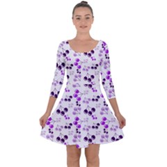 Purple Cherries Quarter Sleeve Skater Dress