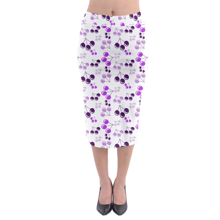 Purple Cherries Midi Pencil Skirt