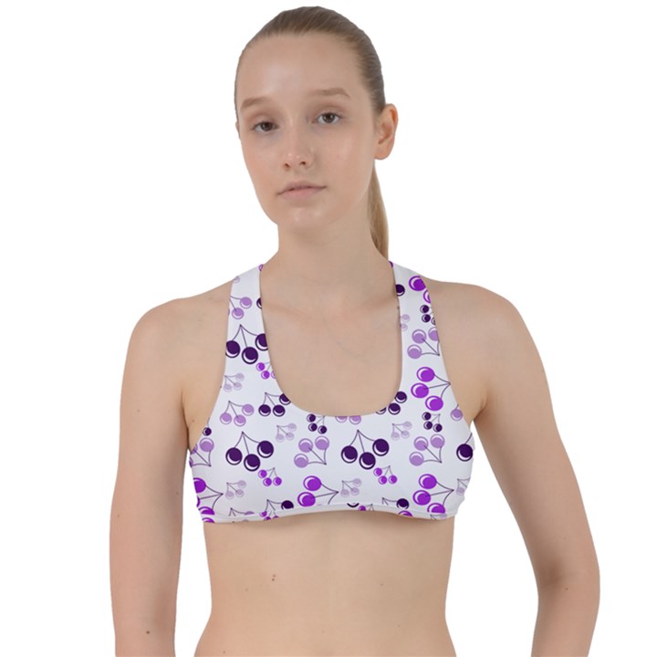 Purple Cherries Criss Cross Racerback Sports Bra