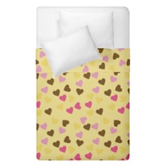 Beige Hearts Duvet Cover Double Side (single Size) by snowwhitegirl