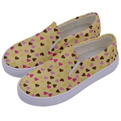 Beige Hearts Kids  Canvas Slip Ons