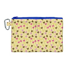 Beige Hearts Canvas Cosmetic Bag (large)