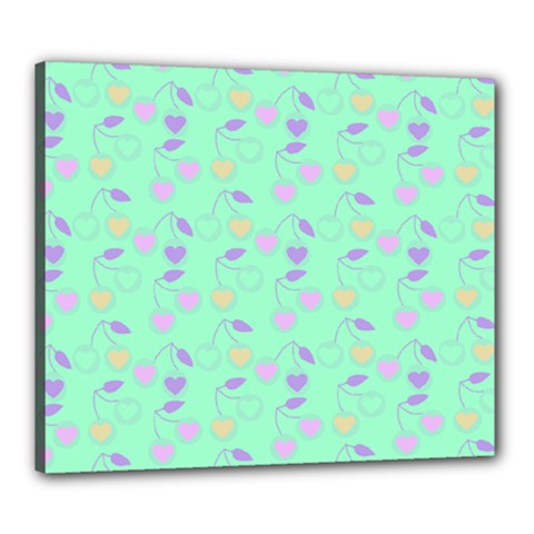 Mint Heart Cherries Canvas 24  x 20 