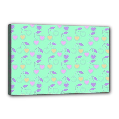 Mint Heart Cherries Canvas 18  x 12 