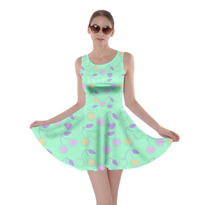 Mint Heart Cherries Skater Dress