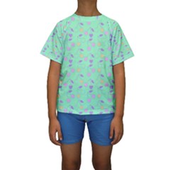 Mint Heart Cherries Kids  Short Sleeve Swimwear