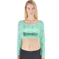 Mint Heart Cherries Long Sleeve Crop Top by snowwhitegirl