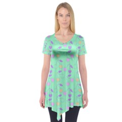 Mint Heart Cherries Short Sleeve Tunic 