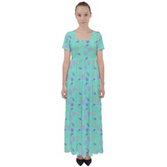 Mint Heart Cherries High Waist Short Sleeve Maxi Dress by snowwhitegirl